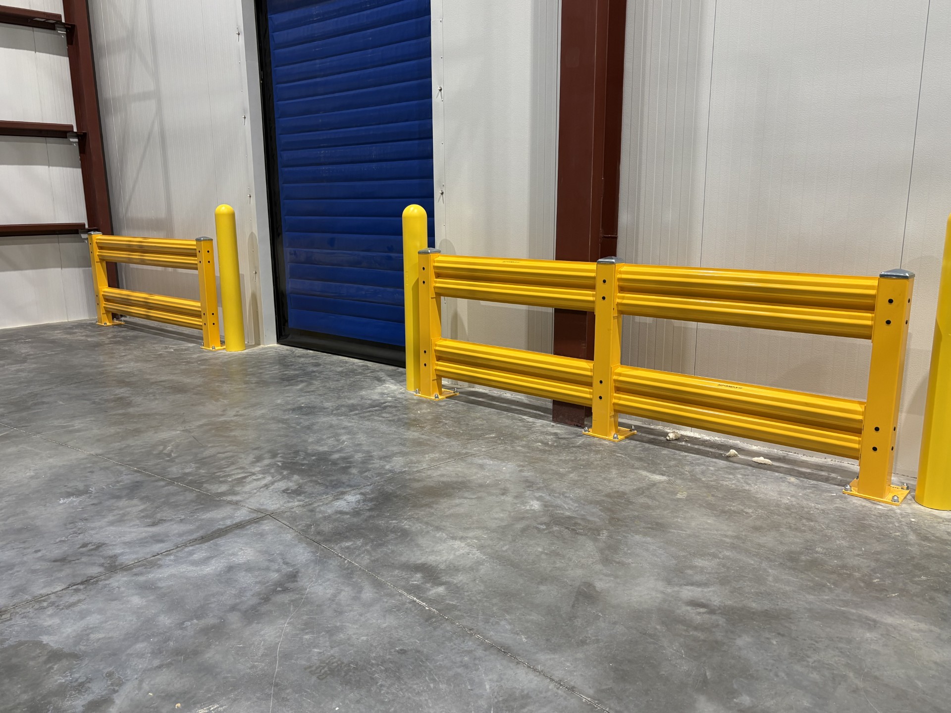 Safety guardrail installation in warehouse