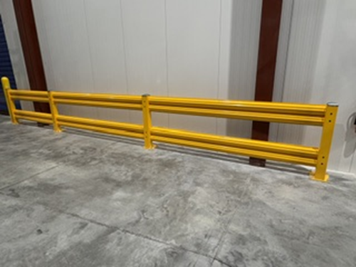 Safety guardrail installation in warehouse