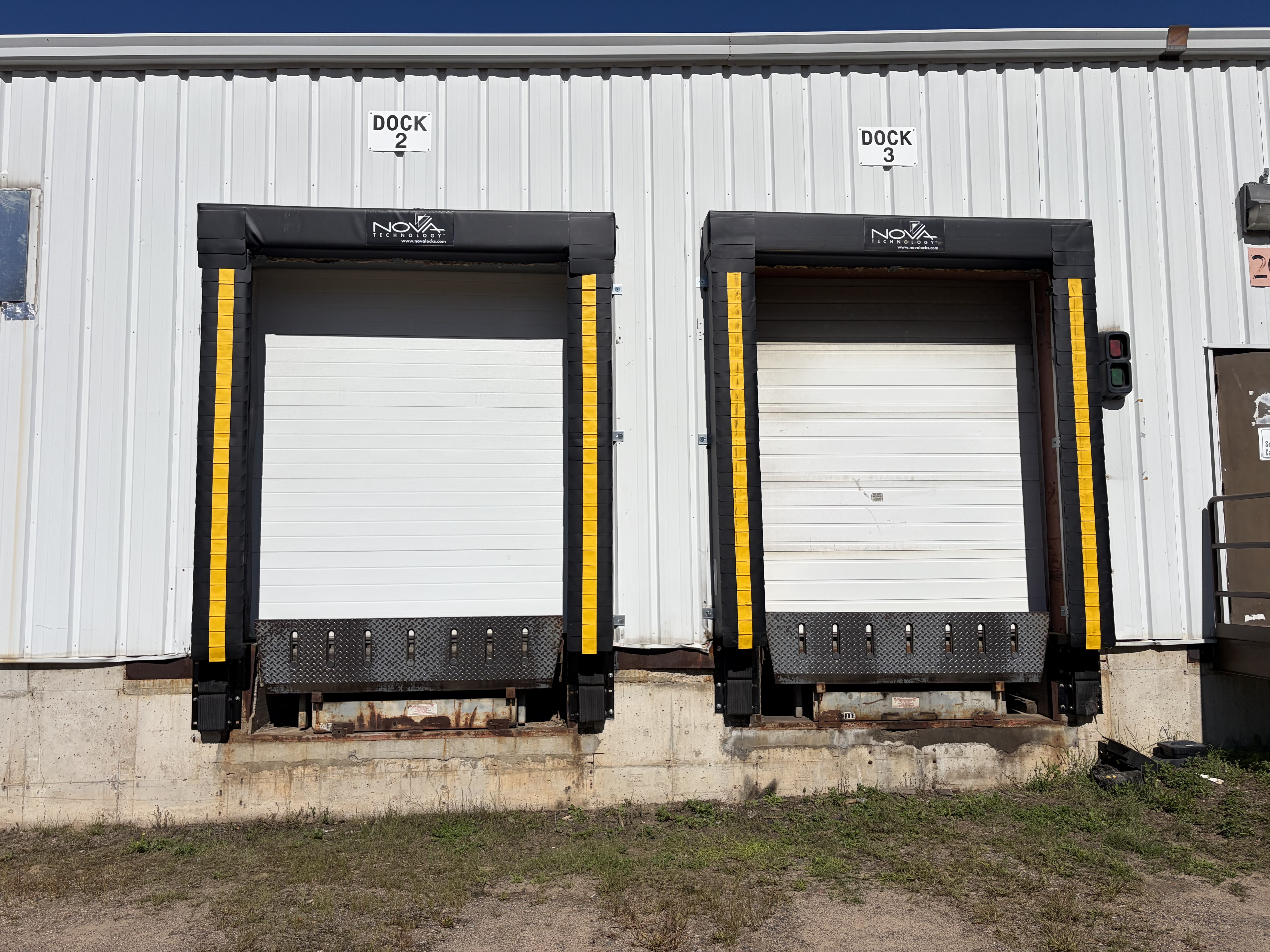 Loading dock shelters and bumpers at docks 2 and 3