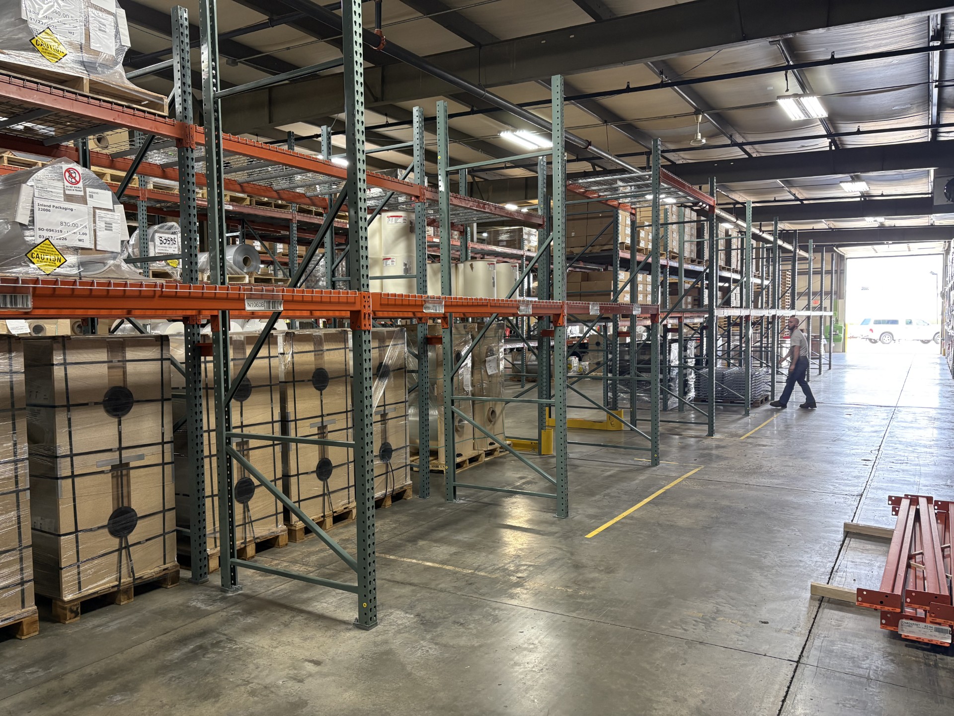 Pallet racking loaded with inventory