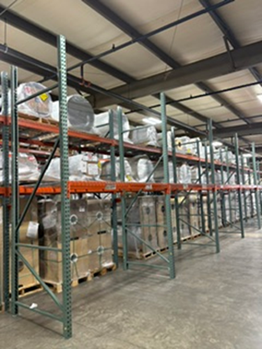 Pallet racking loaded with inventory